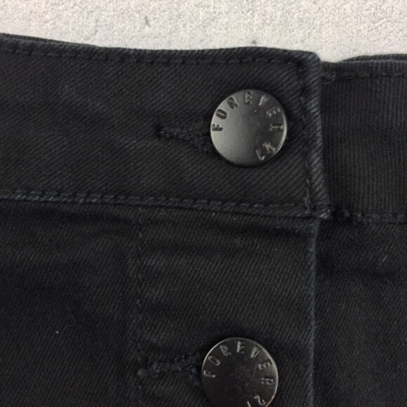 Forever 21 Mini Skirt Button Front Black Denim - Picture 3 of 6